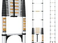 Equal 18 FT Aluminum Folding Telescopic Ladder with 2 Triangle Stabilizers | EN131 Certified with 2 Year Warranty | 150kg Max Capacity | Collapsible Ladder for Home or Outdoor Work (5.5m/14 Step)