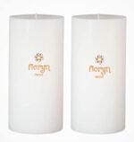 Floryn Decor® Paraffin Wax Pillar Candle (Set of 2, 3 X 6 Inch, White) | Dripless | Smokeless | Unscented | Burning time- 60 hrs | Hand Poured | Christmas Candle