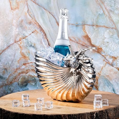 GIBOX Luxe Seashell Wine Chiller Ice Bucket | Wine Chillers for Bottles | Wine Coolers for Home Bar | Party Ice Buckets for Drinks | Wine Bucket for Hotel, Bar & Kitchen