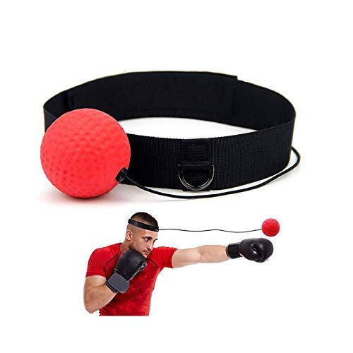 Grab Classy -The Boxing Reflex Ball with Headband and Cotton Mask for Speed Reactions; Punching; Fight Skill and Hand-Eye Coordination (Red)