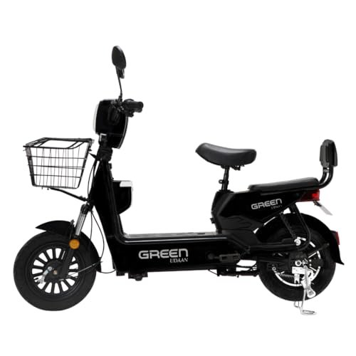 Green Udaan Low Speed Electric Scooter Non RTO 30KM Range Black with Portable Charger
