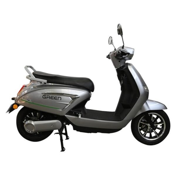 Green Vista Low Speed Electric Scooter Non RTO 60KM Range Grey with Portable Charger