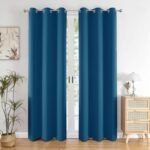 HOMEMONDE Heavy Blackout Curtains Door 7 Feet - Thermal Insulated, 90% Room Darkening Curtain, Set of 2, Blue - 84 Inches