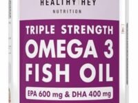 HealthyHey Nutrition Fish Oil Omega 3 60 Softgel For Women and Men | Triple Strength Fish Oil | Burpless, EPA 600 - DHA 400 Supplement