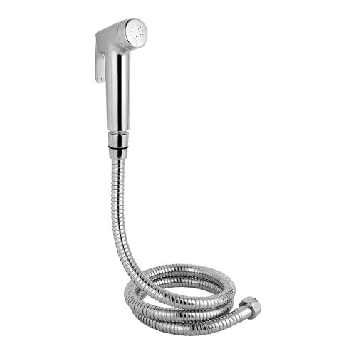 Hindware F160110CP Brisk Health Faucet, 1.25M Long Stainless Steel Flexible Tube and ABS Wall Hook - Jet Spray for Bathroom