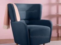 Home Lifestylez Audril Accent Chair Perfect for Home Living Room and Guests Arm Chair Single Seater Sofa Wing Chair (Navy Blue)
