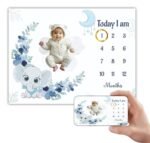 Hoolloomooloo Baby Monthly Milestone Blanket | 1-12 Months | Soft Elephant & Floral Design | Ideal for Newborn Boys & Girls | Perfect Growth Tracker & Photoshoot Prop with Floral Wreath | 120x90 cm