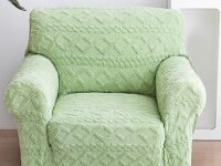 House of Quirk Universal Thick 280 GSM Jacquard Sofa Cover for Flexible Stretch (Green, One Seater 90-140CM)