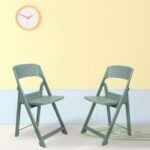 ITALICA Phoenix Folding Chair/Space Saving Chairs/Folding Chair for Balcony, Garden, Patio/Indoor & Outdoor/Sturdy & Durable Chair for Comfortable Seating (Teal Green, Set of 2 Chairs, VF)