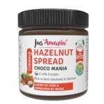 Jus' Amazin Creamy Hazelnut Spread - Choco Mania (200g) | 80% Nuts & 75% less sugar | No Emulsifiers/Hydrogenated Fats (0% Chemicals)| No Refined Sugar | Plant Based, Vegan | Chocolate Spread