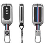 KMH Keychain Metal Shell & Soft Silicone Full Protection Key Case Holder for Honda Smart Key