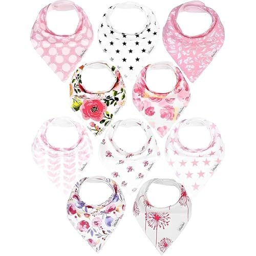 KiddyStar Double Layer Bandana Bibs - Thick, Multi Snaps, Organic Cotton - Soft & Absorbent - For Drooling, Teething, Feeding