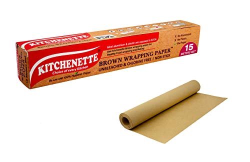 Kitchenette Brown Food Wrapping & Baking Paper (Unbleached & Chlorine Free) Multipurpose | Oven and Microwave Safe | Non Stick - 15 Meters