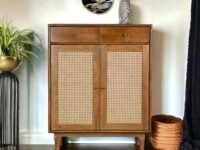 Kraft Bazaar | Solid Wood Atalanta Sideboard Cabinet | Sideboard Cabinet with Cane | 2 Door Sideboard | Finish- Light Brown