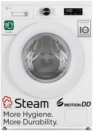 LG 7 Kg, 5 Star, Steam, Inverter Direct Drive Technology, 6 Motion DD, Fully-Automatic Front Load Washing Machine (FHB1207Z2W, Remove Allergens & Tough Stain, In-Built Heater, Essence White)