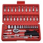LOSOFY Premium 46 in 1 Pcs Combination Wrench Set/Socket for Car&Bike Repairing Hand Tool Long Handle Kit 46pcs Combo Tools Repair 1/4" Ratchet Torque Box for Spanner Force Kit, Tools, Set