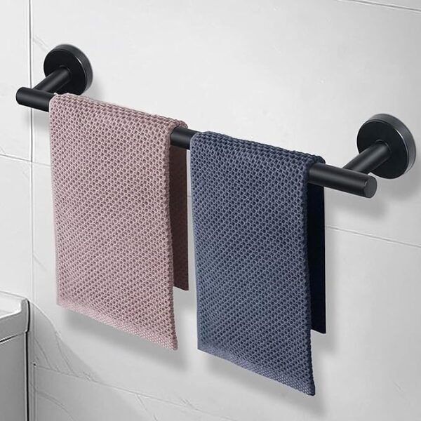 LUXIUR Towel Rod for Bathroom, 304 Grade Stainless Steel Towel Holder for Wash Basin, Towel Bar, Matte Black, 18inch