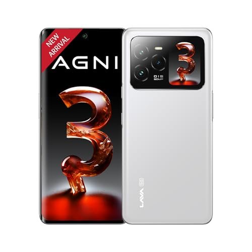 Lava Agni 3 5G (Pristine Glass, 8GB+256GB) | India's 1st Dual AMOLED | 1.5K Curved Display | Dimensity 7300X | 50MP Triple AI Telephoto Camera | 66W Fast Charge | with Charging Adapter
