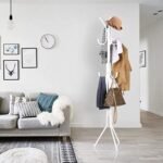 Lukzer 8 Hook Durable Clothes Hanger Rack for Home, Bedroom, Living Room Display Metal Garment Stand for Hanging Coat, Jacket, Scarf Rack, Umbrella Tree Stand (White) (170 CM X 42 CM)