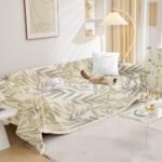 Lukzer Multi-Functional Chenille 1 Seater Sofa Throw Blanket with Fringes Thick and Super Soft Decorative Couch Cover Bed Protector (Multi Shaded Leaves/180x180cm)
