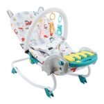 MOPPETS Musical Dreams Infant to Toddler2-in-1 Rocker and Stationary Seat | Compact Portable Infant Rocker with Pedal Piano - Multi Recline Back