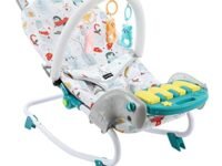 MOPPETS Musical Dreams Infant to Toddler2-in-1 Rocker and Stationary Seat | Compact Portable Infant Rocker with Pedal Piano - Multi Recline Back