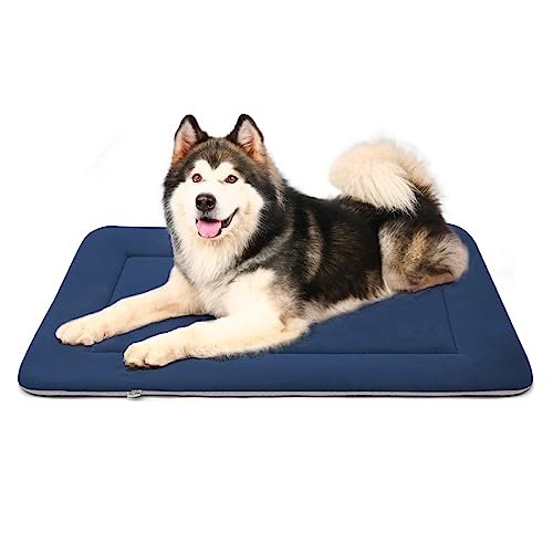 Magic Dog Soft Extra Large Dog Bed Crate Pad Mat Jumbo 48 Inches Machine Washable Pet Bed With Non-Slip Bottom, Dark Blue Xl, Polypropylene