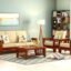 Mamta Furniture Wooden Solid Sheesham Wood 5 Seater Sofa Set with Cream Cushions (5 Seater Sofa 3+1+1, Teak Finish)