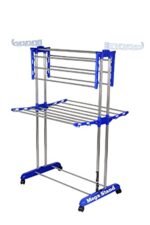 Mega Clothes Stand With Foldable Wings | Stylish Garment Stand | Clothes Hanging Rack | Clothes Hanger for Balcony & Bedroom | 2-Tier Folding Clothes Stand | Clothes Drying Rack ( Blue )