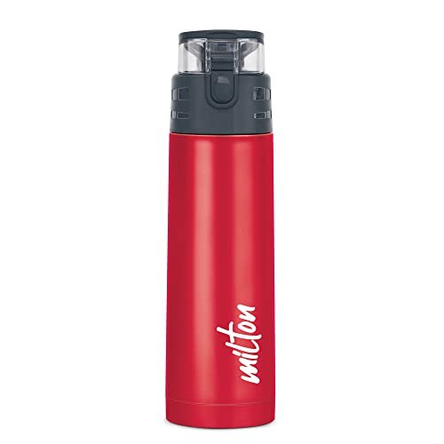 Milton Atlantis 400 Thermosteel Water Bottle 350 ml, 24 Hr Hot and Cold I Leak Proof Lid, ISI Certified I Vacuum Insulated I for Office, Gym, School I Red