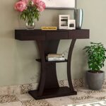 NAVYA FURNITURE Solid Sheesham Wood Console Table with Shelf Storage for Living Room Bedroom Home Office | Wooden Console Table with 1 Drawer | Center Table | Console Table Furniture | Walnut