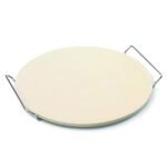 NILKANTH® Pizza Baking Stone with Serving Rack, Natural Ceramic Stoneware, 12"