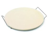 NILKANTH® Pizza Baking Stone with Serving Rack, Natural Ceramic Stoneware, 12"
