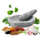 NOMZ Kalvam Stone Mortar Pestle - Mini 3/4 Cup (7x5") | Compact Okhli & Imam Dasta for Herbs & Spices (Block Shape) | Personal Spice Grinder