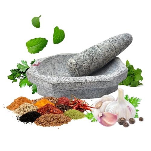 NOMZ Kalvam Stone Mortar Pestle - Mini 3/4 Cup (7x5") | Compact Okhli & Imam Dasta for Herbs & Spices (Block Shape) | Personal Spice Grinder