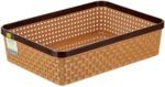 Nakoda 111 Dune Rectangular Storage Basket Without Lid Multipurpose Use For Kitchen & Home Organiser Box For Fruits Vegetables, Toys, Stationary Items, Color May Vary, (28.6 X 20.9 X 8) Cm|Plastic