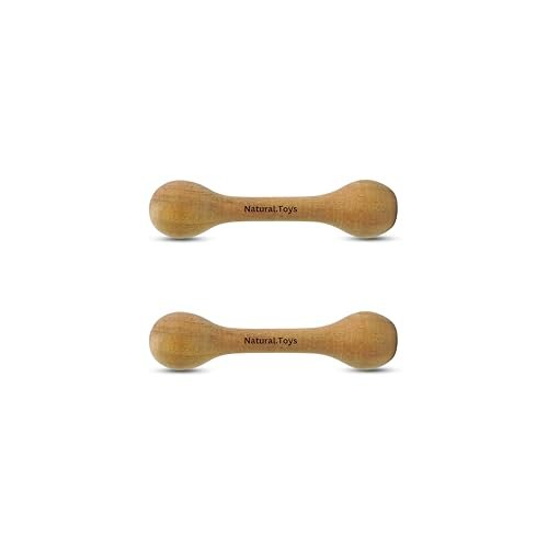 Natural.Toys Toddler Neem Wood Teether Dumbbell Sticks For Babies, Wooden Teether Baby Wood Baby Teether Chusni Sacker/Soother Rattle Nibbler Teething Toy Teeher For Baby 2-Pc