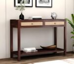 Navya Furniture Solid Sheesham Wood Console Table for Living Room | (Walnut)