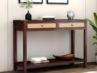 Navya Furniture Solid Sheesham Wood Console Table for Living Room | (Walnut)