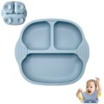 OLWICK® Silicone Suction Plates for Toddler & Baby | Unbreakable Feeding Dish | Divided & Non-Slip Design | Microwave & Dishwasher Safe, Pack of 1, Blue