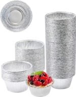 Okayji Aluminium Foil Disposable Cups Baking Bake Muffin Choco Lava Cupcake Tin Mold Round, 100- Pieces