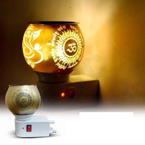Orzinpro Ceramic Electric Kapoor Dani | Ganesh Ji Om Electic Camphor Burner | Multipurpose Incense Aroma Dhoop Dani | Camphor Burner Diffuser | Electrical Night Lamp For Home, Office