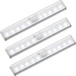 Oxyled Motion Sensor Light For Home, Under Cabinet Light Wireless Lights For Wall 10 Led Lights Battery Operated Light With Magnetic Stick Up For Cupboard, 3 Pack - Aluminium, Abs, White