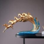 PIKFOS Statue, Galloping Horses, Horse Art Figurine Decorative Sculpture Home Decor Horses Figurines Statues, Home/Office/Departmental Furniture || Pack of 1