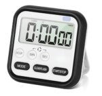 PLUZNIQ® Kitchen Timer, 24-Hours Digital Timer with Clock for Cooking, Loud Alarm & Strong Magnet, Count-Up & Count Down for Kitchen Baking Sports Games Office Study (Pack of 1, Black)