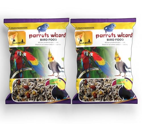 Parrots Wizard All Life Stages Big Parrot Bird Food 31 Types Of Seed Mix [450Gm] (Pack 2)