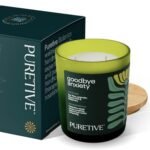 Puretive Goodbye Anxiety Scented Candle – Peppermint, Lavender Blend, 100% Soy Wax | 35-Hour Burn Time| 2 Wick Candle for Stress Relief & Relaxation | Aromatherapy