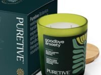 Puretive Goodbye Anxiety Scented Candle – Peppermint, Lavender Blend, 100% Soy Wax | 35-Hour Burn Time| 2 Wick Candle for Stress Relief & Relaxation | Aromatherapy