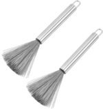 QUIDIQ 2Pcs Multipurpose Kitchen Wire Brush, Pan Scrubber, Wok Brush, Pot Scrubber, Dishes Scrub Brush, Steel Scrubbers for Cleaning Dishes, Steel Scrubber Brush (Wire Brush) (Pack of 2)