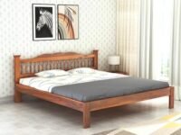 RJ ART Wooden Arch King Size Bed Without Storage | Wooden Double Bed Cot Bed for Bedroom Furniture | Palang Double Bed for Hotels | Solid Sheesham Wood, Honey Finish